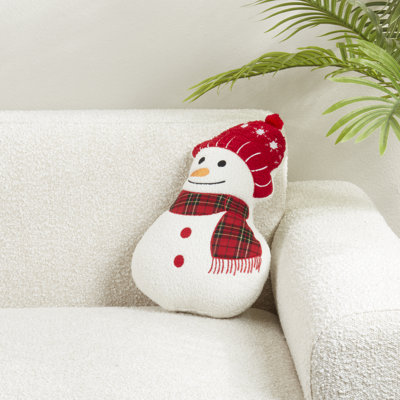 Cheerful Snowman Pillow with Soft Poly Fill