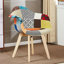 Greenview Patchwork Tub Dining Chairs - Fabric Upholstered Seat and Curved Back with Foam Padding and Solid Wooden Legs - Armchair for Dining Room Kitchen Living Room 