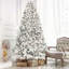 Arbre de Noël 8 pi avec 700 lumières UL et 54 pommes de pin naturelles - pointes en PVC enneigées, 1754 pointes, structure à charnières, support en métal stable, installation facile-194149912