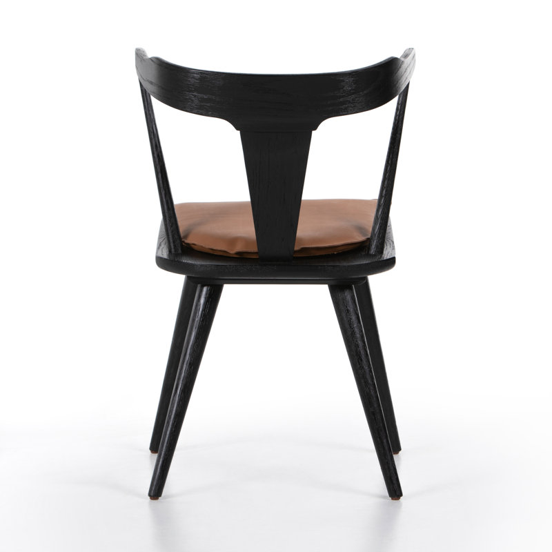 Ripley Dining Chair with Cushion, Black Oak, Whiskey Saddle