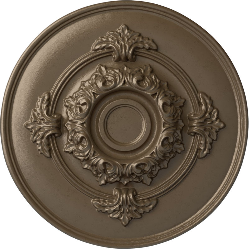 Médaillon de plafond Endurathane Monique, DO 13 3/4 po x P 1 po (convient aux auvents jusqu'à 3 3/4 po), fini argent chaud peint à la main