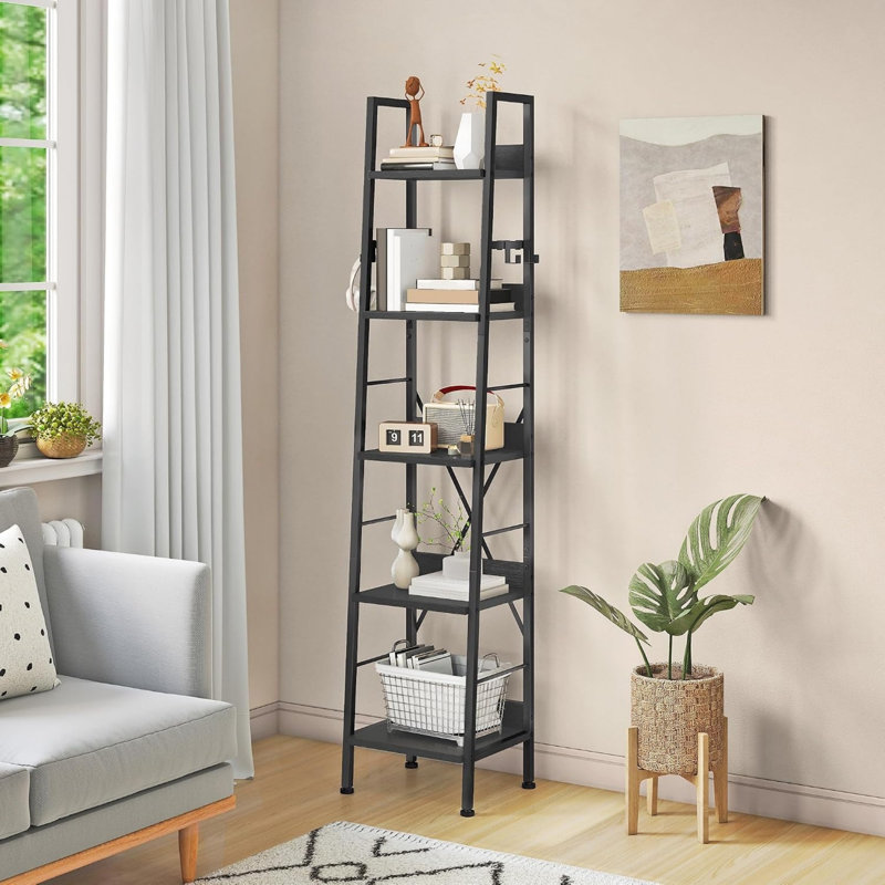 170cm H x 35cm W Metal Bookcase, Black