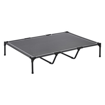 Elevated Dog Bed for Large Dogs, Portable Raised Dog Cot with Steel Metal Frame and Breathable Teslin Mesh, Indoor & Outdoor Pet Cooling Raised Hammock Bed, XL, Grey