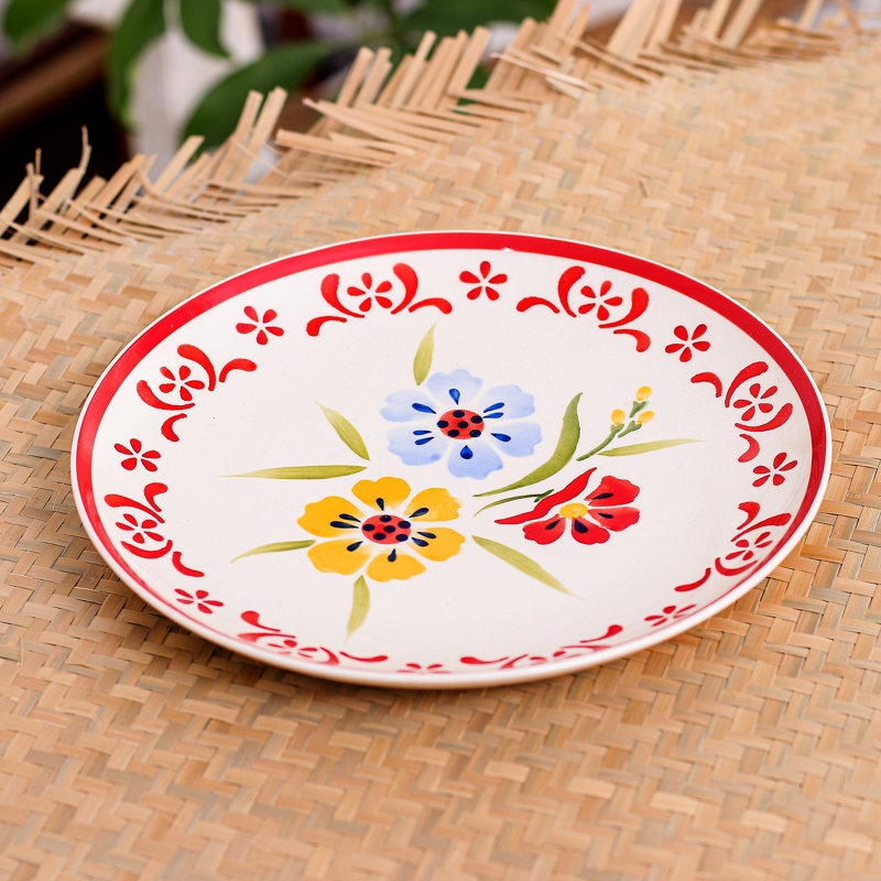 Handmade Earthenware Dinner Plate, Red