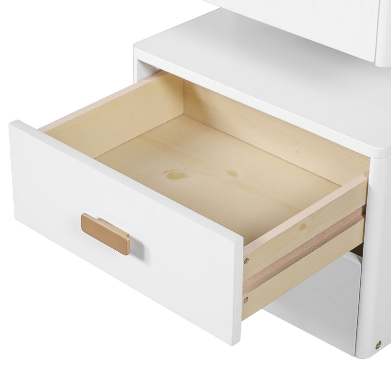 Coiffeuse 3 en 1 avec miroir, - Coiffeuse multifonctionnelle élégante pour la maison, Blanc