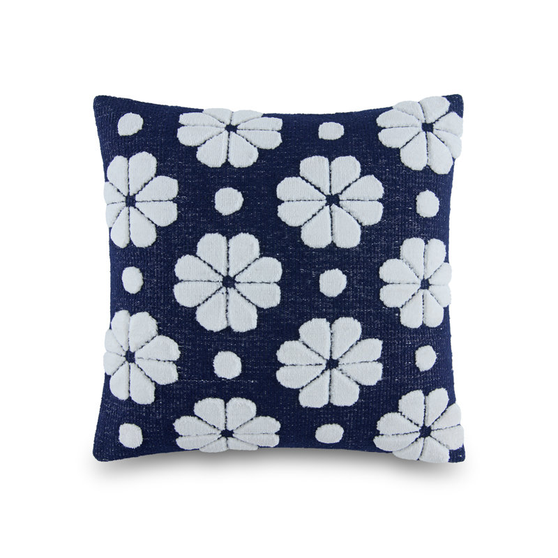 kate spade new york Scallop Edge Throw Pillow, 18" x 18" Purple Decorative Pillow for Beds or Sofas, Navy