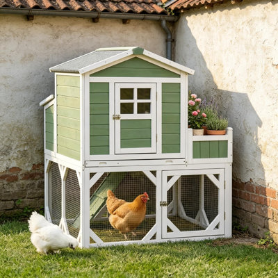 Petite cage à poulets avec cage d'extérieur 49 po avec espace de protection contre les intempéries, 2 à 4 oiseaux