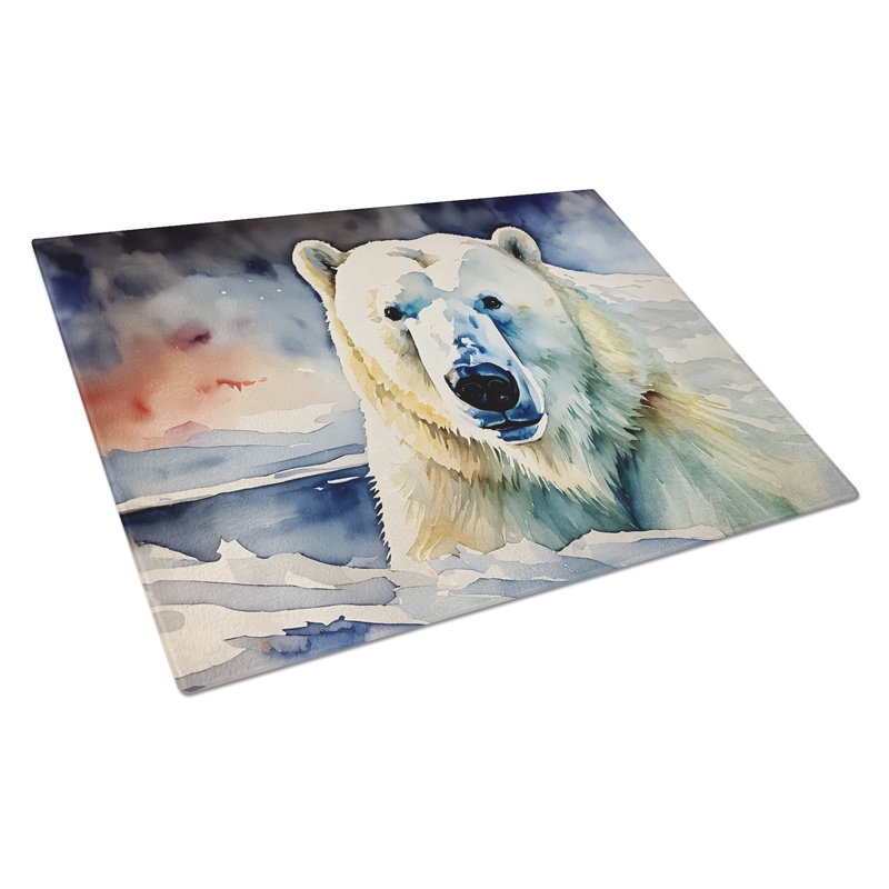 Polar Bear Glass Cutting Board Large