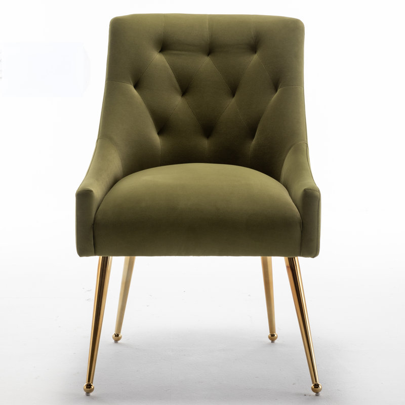 Chaise d'appoint en velours beige Baudel, Vert