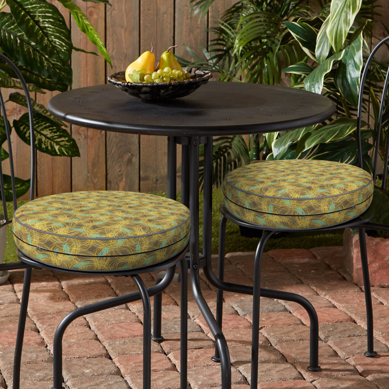 Decorative Indoor Outdoor Waterproof Round Cushion Cover, Patio Bar Stool UV Resistant Seat Cover, 5'' H x 18'' W