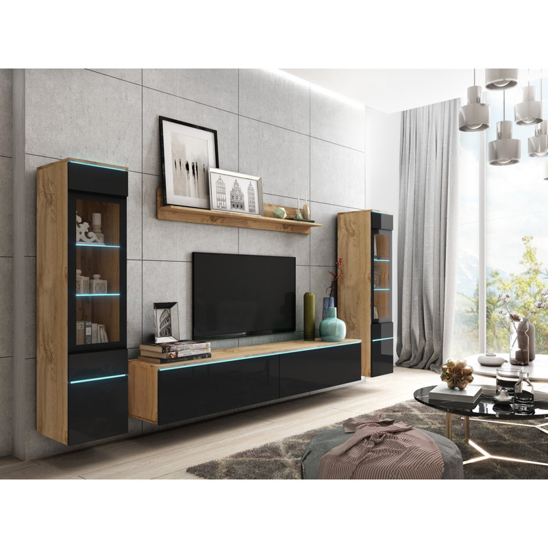 Cozine Unfinished Entertainment Centre for TVs up to 78", Wotan/Black