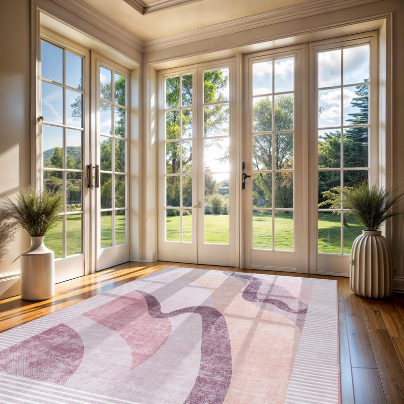 Large Moroccan Area Rug Soft Abstract Farmhouse Rugs For Bedroom Under Dining Table, Rectangle 4' x 6'