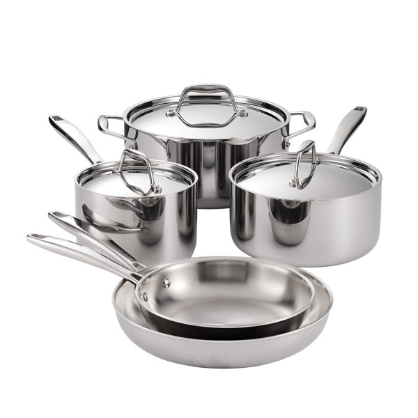 Tramontina Signature Tri-Ply Clad Stainless Steel 8-Piece Cookware Set with Lids, Pots and Pans Kitchen Set, Induction-Ready, Dishwasher-Safe, NSF-Certified, Made in Brazil