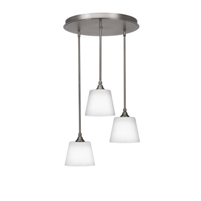 Empire 3 Light Stem Hung Cluster Pendalier With 10" White Matrix Glass