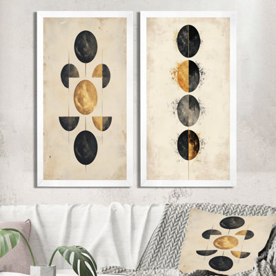 «Lunar Phases - Celestial Abstract», art mural sur toile 2 pièces