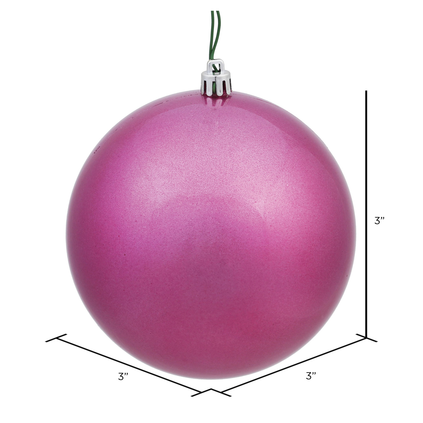 Holiday Décor Ball Ornament, 3" H x 3" W x 3" D, Candy Mauve