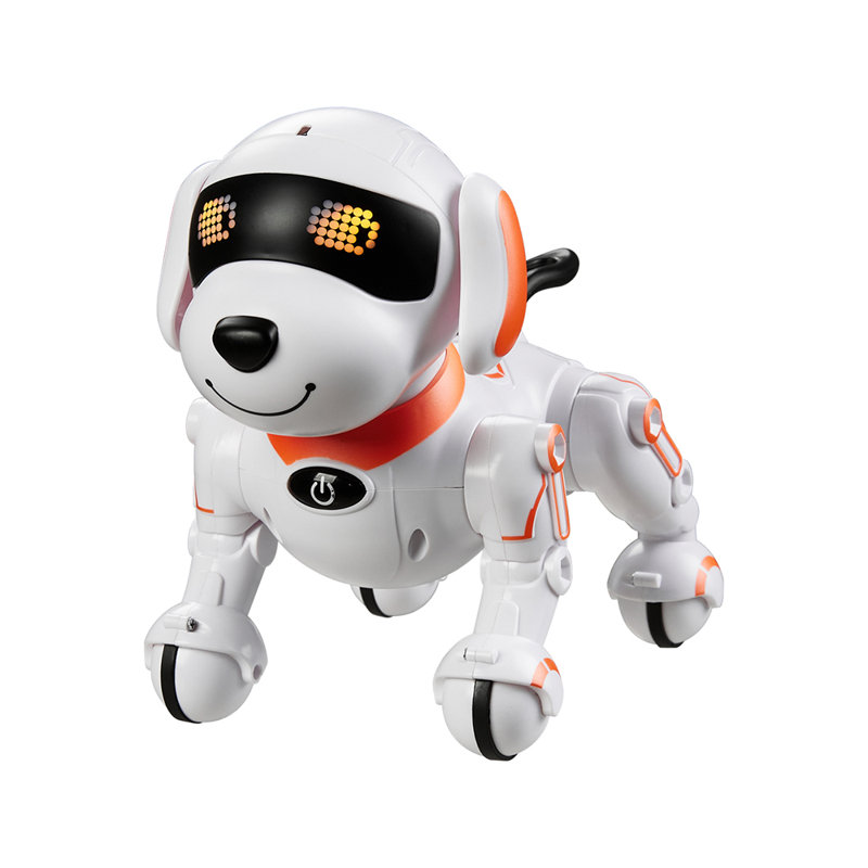 Programable Remote Control Dog Toy, White/Orange