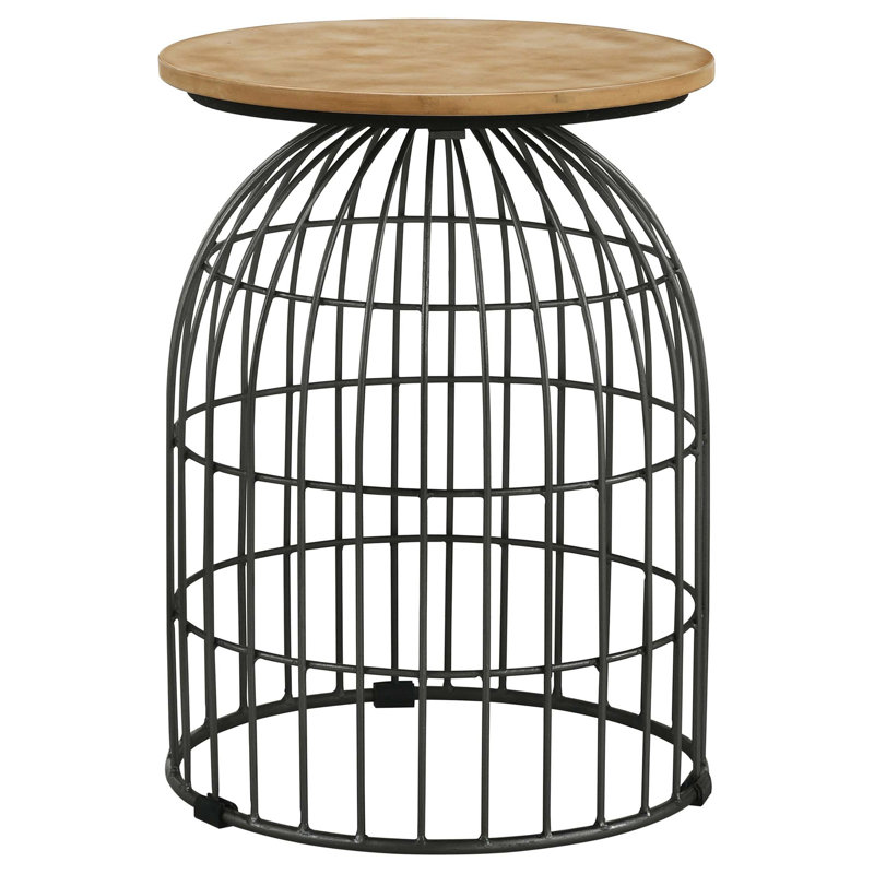 Sculptural Wire Frame Side Table with Marble Top