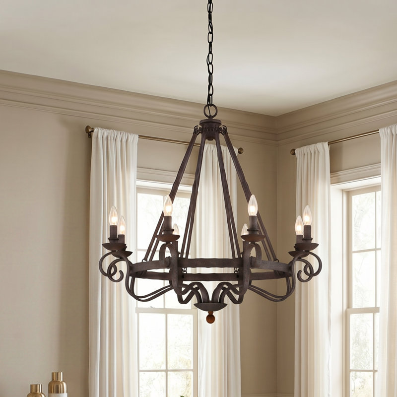 Lustre rustique noir à 8 lumières Noble
