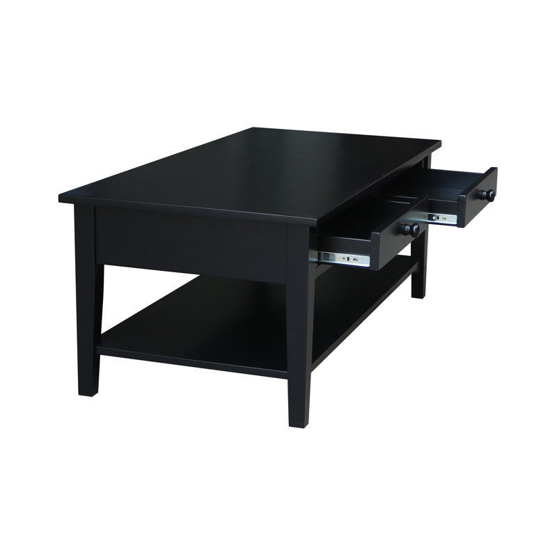 Table basse 4 pieds en bois massif avec rangement Tiller, null