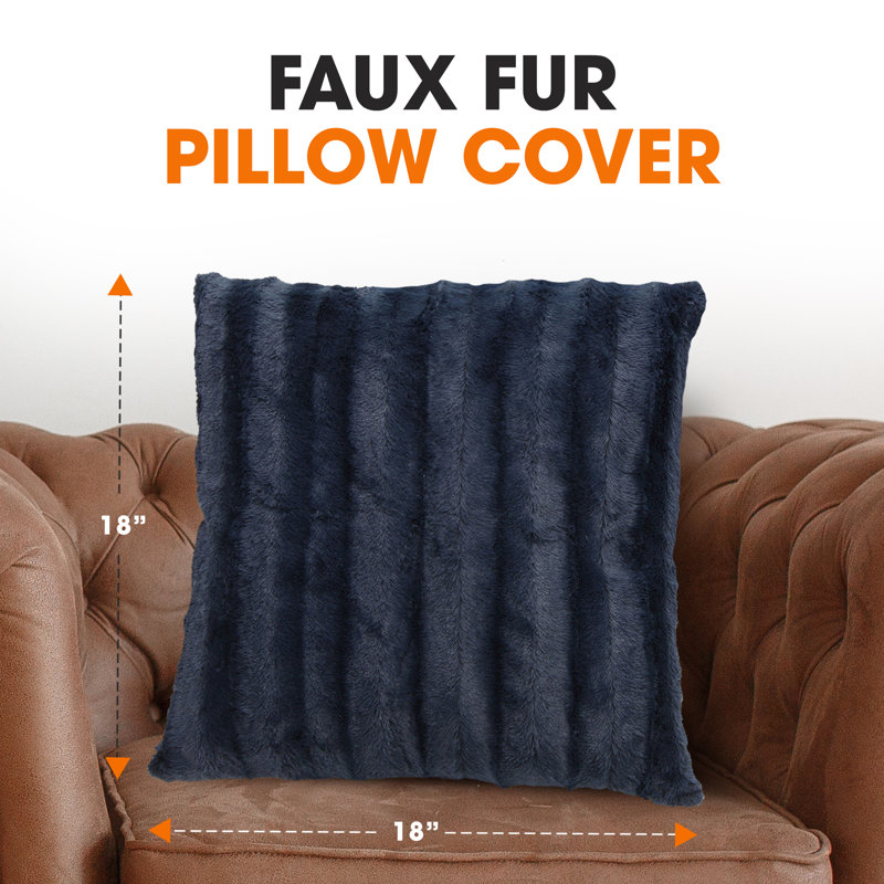 Housse de coussin en similifourrure, 18 po x 18 po, Bleu