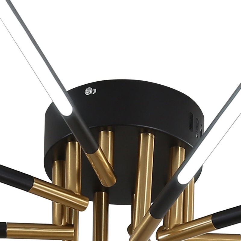 Plafonnier linéaire 10 lumières avec télécommande, Noir