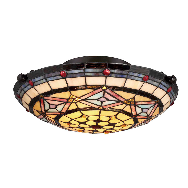 Tiffany Style - Plafonnier encastré en vitrail