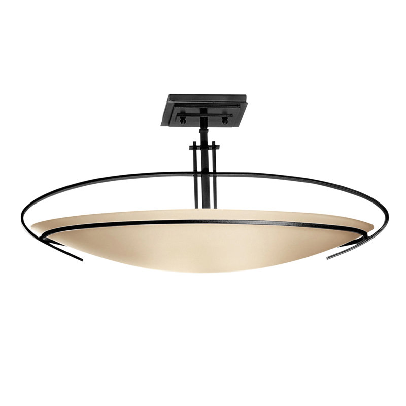 Mackintosh 2 - Light 23.6" Simple Bowl Semi Flush Mount, Black