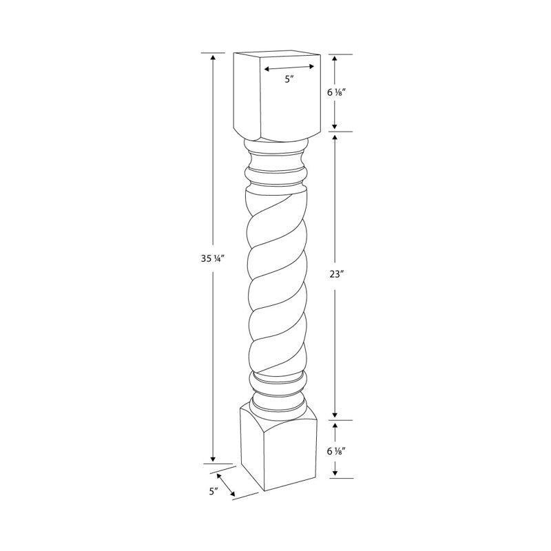 Pieds de poteau de coin Bodhid, H 35,25 po x l 5 po x P 5 po, Érable