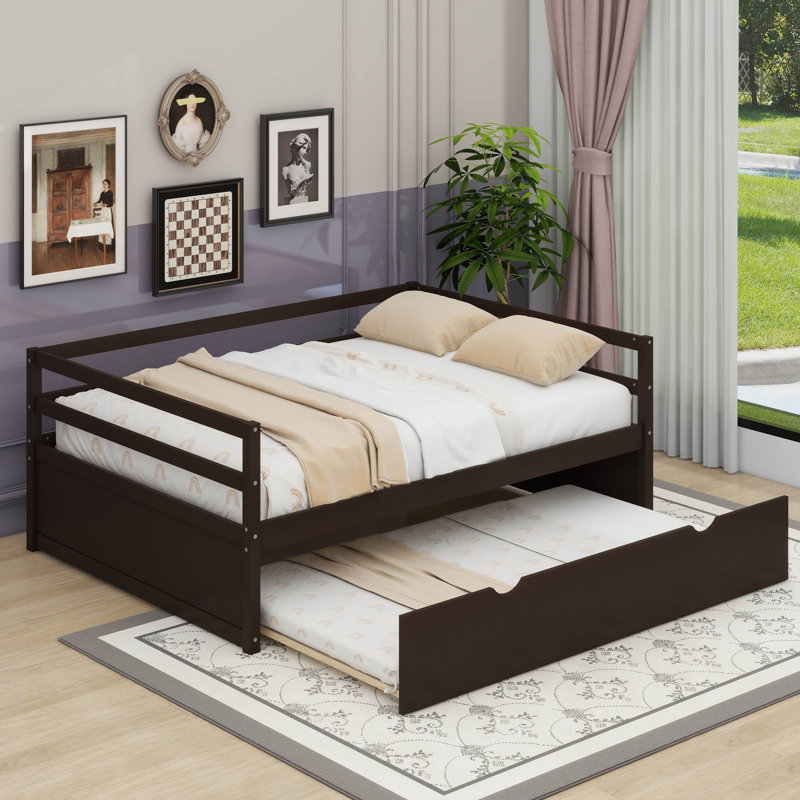 Jimya Wood Daybed With Twin Size Trundle, Espresso