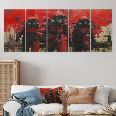 Red Black Power Surgeon Power Plant II - Power Plants Canvas Wall Art Set