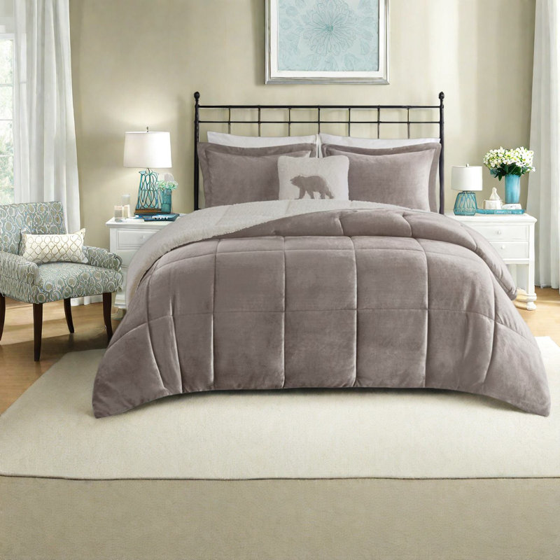 Ensemble de literie Cozy Plush To Sherpa, édredon en polyester hypoallergénique, style chalet rustique