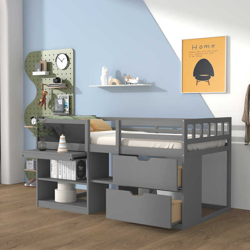 Lit mezzanine simple Herley Kids, gris