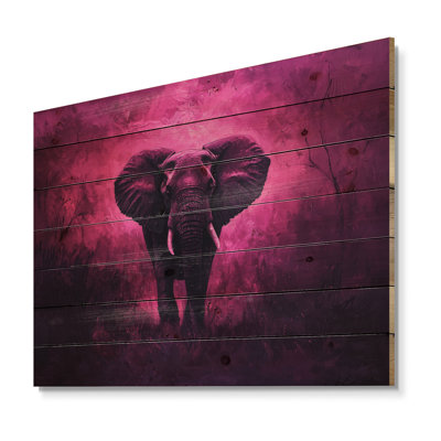 Éléphant dans la lueur du crépuscule d'Afrique II - Éléphant, décoration murale en bois animal - sur bois de pin naturel