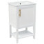 Meuble-lavabo de 20 po avec lavabo, armoire de salle de bain avec porte à fermeture douce, support de rangement et tablette ouverte, blanc (ancien SKU: WF308492AAK)-118024454