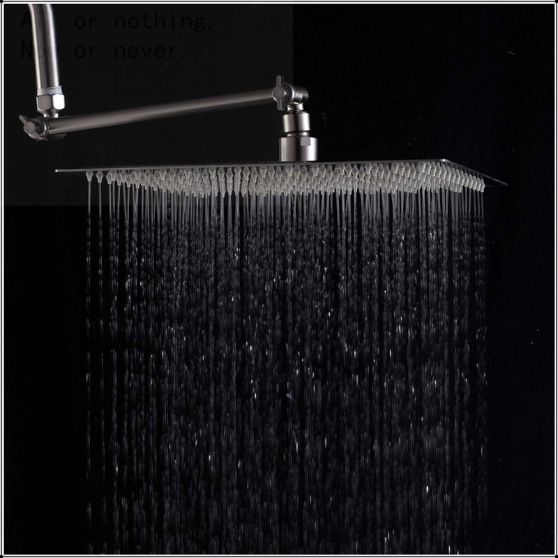 Pomme de douche à pluie avec bras de douche (carré de 12 pouces, nickel brossé)