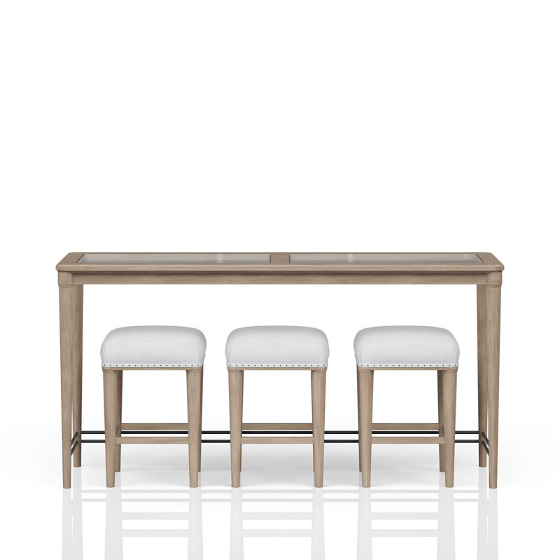 Frosted Glass Console Table With 3 Stools