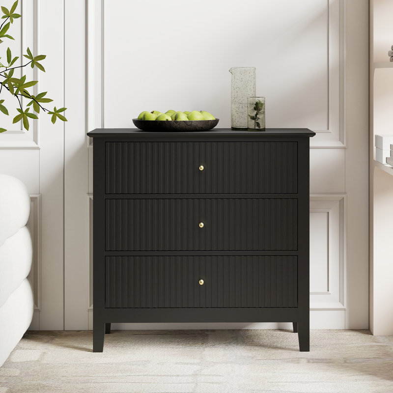 3 Drawer 31 In. Wide Chest Of Drawers, Black