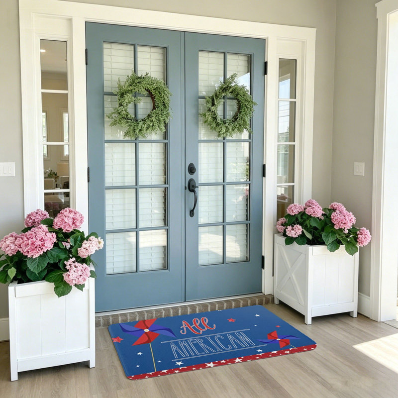All American Pinwheel Star Print 20 X 32 In Independence Day Door Welcome Mat