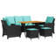 Ensemble de canapé de patio 6 pièces avec coussins en rotin de polyester noir