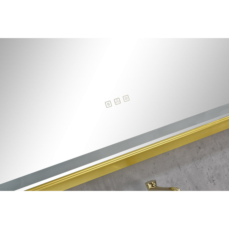 42 In. W X24 In. H Oversized Rectangular Framed LED Mirror Anti-Fog Dimmable Wall Mount Bathroom Vanity Mirror