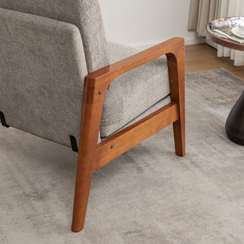 Fauteuil rembourré de 25 po de large en polyester Mahinur, Polyester gris