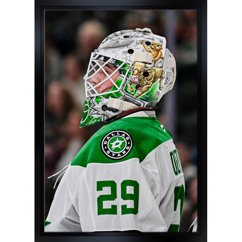 Jake Oettinger Dallas Stars 2025 Playoffs - Framed Canvas Hockey Wall Art, 22.5x31.5