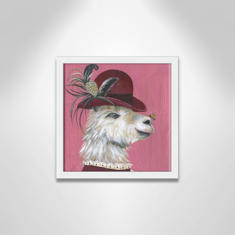 Art sur toile llama, H 13 po x l 13 po x P 1,18 po, Cadre blanc