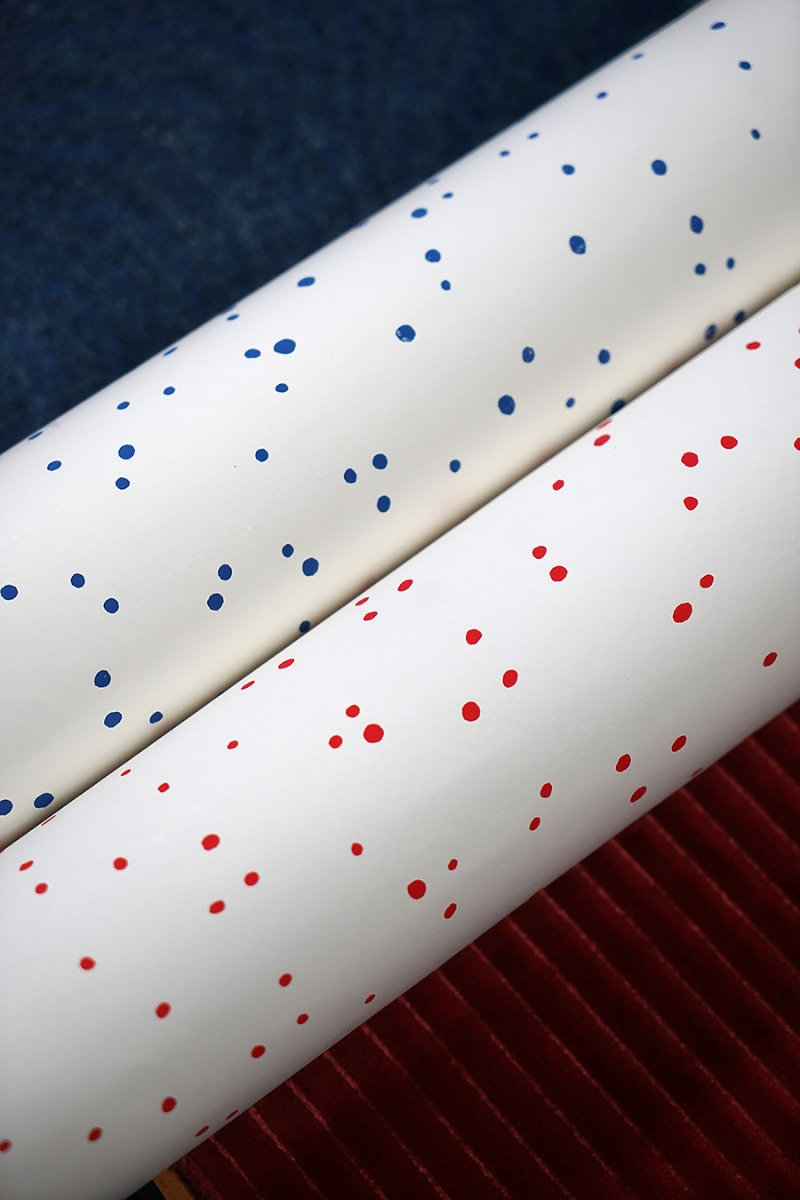 Albert Hadley Polka Dots Roll, Blue on White