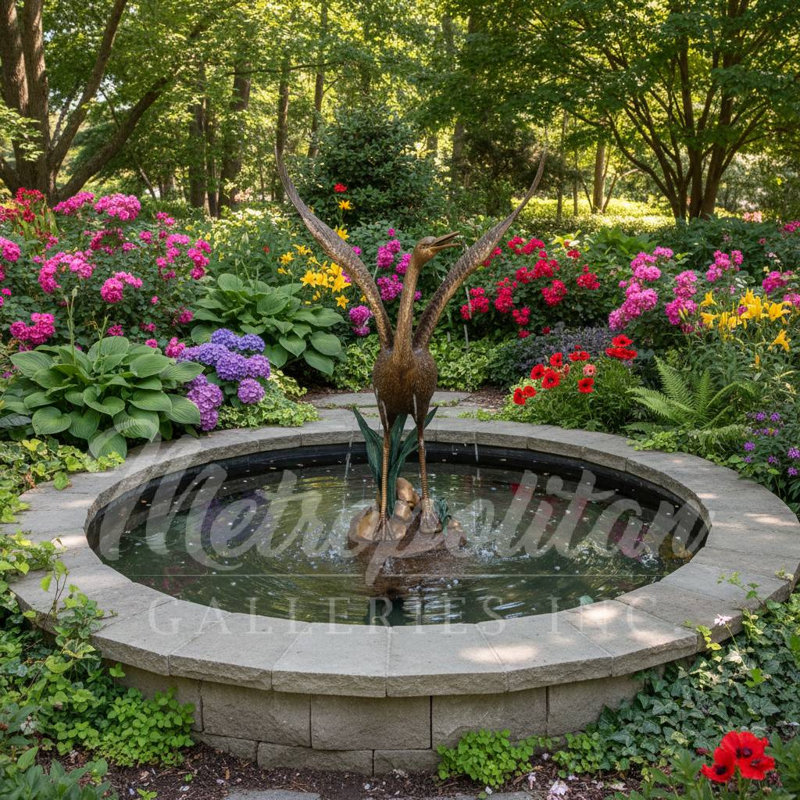 Bronze Flapping Heron Fountain