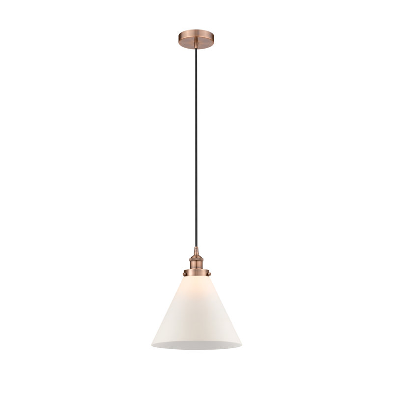 Cone 1 Light Mini Pendant, Matte White, Antique Copper
