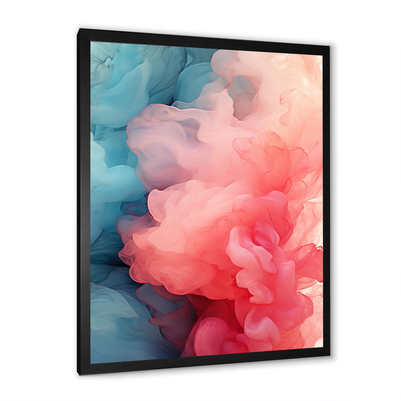 Rose poli radiance fumée II - impression d'art abstrait mural, Cadre photo noir, H 44 po x l 34 po x P 1,5 po