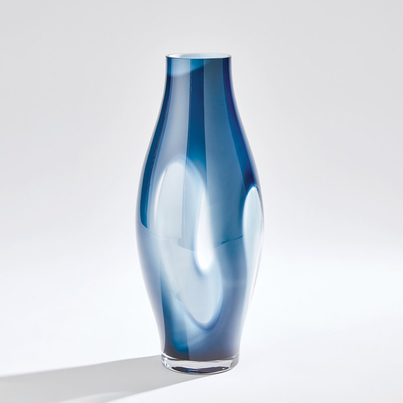 Glass Table Vase, Night Blue, 19.75" H x 8.25" W x 8.25" D