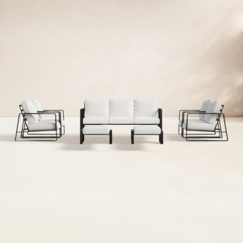 Leanna 7 Piece Aluminum Outdoor Seating Group, 4